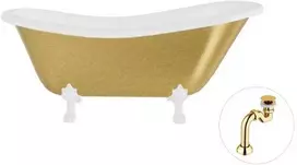 Vonia Besco Otylia Glam 170, Gold+Baltas, su sifonu Klik-klak Gold