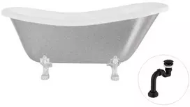 Vonia Besco Otylia Glam 170, Sidabrinis+Chrome, su sifonu Klik-klak Juodas
