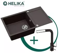Komplektas: virtuvės plautuvė ir maišytuvas su ištraukiama žarna HELIKA SQT104-120AWP+2383-120