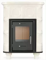 Plytelėmis dengtas židinys, laisvai stovinti keraminė krosnelė, 8 kW šildymo galia, namų šildymui, efektyvi malkinė krosnelė, atitinkanti ekologinį dizainą