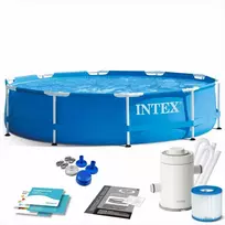 Intex Karkasinis sodo baseinas, 305 x 76 cm, su pompa ir filtru, apvalus šeimos baseinas, lengvai surenkamas baseinas, vasaros lauko baseinas
