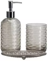 Bathroom Solutions PIECES NODE vonios kambario rinkinys, dozatorius, dantų šepetėlių laikiklis ir muilinė, 3 dalys