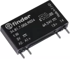 Finder Wąskoprofilowy przekaźnik 5mm do obwodów drukowanych i gniazd SSR OC 2A/24V DC, zasil. 5V DC, RTIII 34.81.7.005.9024
