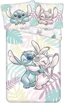 Patalynė bawełniana 140x200 Lilo i Stitch liście pastelowa kolorowa poszewka 70x90 JF24