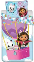 Patalynė bawełniana 140x200 Koci domek Gabi balon mėlyna poszewka 70x90 JF24