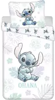 Patalynė bawełniana 140x200 Lilo I Stitch Ohana balta mėlyna poszewka 70x90 Jf24