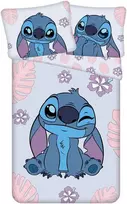 Patalynė bawełniana 140x200 Lilo and Stitch Cute šviesiai violetinė poszewka 70x90 JF 02