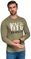 Vyriški chaki spalvos marškinėliai ilgomis rankovėmis Nyc