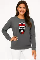 Moteriškas pilkas džemperis Poland skull cap