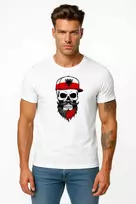 Vyriški balti marškinėliai Poland skull cap