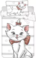 Patalynė bawełniana 100x135 kotek Marie Cat Bow balta pilka poszewka 40x60 JF24