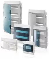 ABB Mistral41F 1x12 12M IP41 63A įleidžiamas modulinis paskirstymo skydas II klasės pilnų durelių N+PE varžtas 41A12X11A 1SLM004102A1103