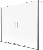 Vonios sienelė Mexen Velar Duo, 180 x 150 cm, Gun metal/matinis stiklas