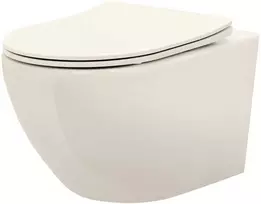 Pakabinamas klozetas REA Carlo Mini Rimless, Ecru