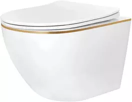 Pakabinamas klozetas Rea Carlo Mini Tornado NFQ, Gold Edge