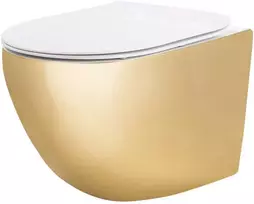 Pakabinamas klozetas Rea Carlo Mini Tornado NFQ, Gold/Baltas