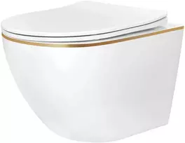 Pakabinamas klozetas Rea Carlo Mini Tornado NF, Gold Edge