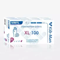 Kid Man Vienkartinės Vinilinės Pirštinės, Dydis XL, 100 vnt Pakuotė