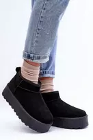 FD1 Juodi zomšiniai UGG stiliaus batai su kailiu
