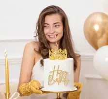 Partypal Torto dekoracija karūna auksinė 10 cm skersmuo