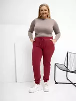 Sportinės kelnės moterims plus size bordo spalvos
