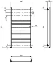 Rankšluosčių džiovintuvas Navin Classic Quadro 500x1000 Sensor juodas kairė 12-216153-5010