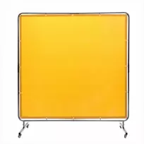 Suvirinimo ekranas su rėmu, ugniai atsparus vinilas, mobilus su užrakinamais ratais, 1.8 x 1.8 m, pramoninėms dirbtuvėms, geltona suvirinimo užuolaida, apsauginis suvirinimo skydas, darbo saugos įranga