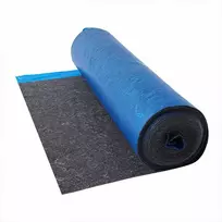 Grindų paklotas garso izoliacijai ir drėgmės barjerui, 3 mm storio perdirbto pluošto paminkštinimas, 9.3 m² ritinys, universalus grindų pagrindas, laminato paklotas