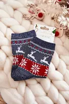 Moteriškos kalėdinės kojinės Shiny ReindeerNavy mėlynas