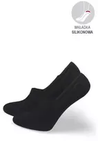 Pėdutės moterims juodos bambuko su silikonine juostele