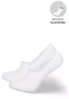 Pėdutės moterims baltos bambukinės su silikonine juostele Milena