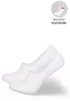 Moters baltos medvilninės nematomos kojinės su silikonine juostele