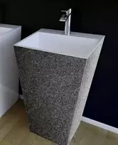 Akmens masės praustuvas su koja Besco Vera/O Glam Graphite, 40 x 50 x 85 cm