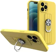 Hurtel Silikoninis dėklas su žiedu iPhone 12 Pro Max – geltonas