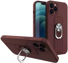 Hurtel Silikoninis dėklas su žiedu iPhone 12 Pro Max – rudas