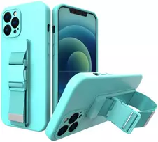 Hurtel Silikoninis dėklas su dirželiu iPhone 12 mini – šviesiai mėlynas