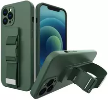 Hurtel Silikoninis dėklas su virvele iPhone 12 mini – žalias