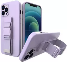 Hurtel Silikoninis dėklas su virvele iPhone 12 Pro Max – violetinis