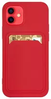 Hurtel Silikoninis dėklas-piniginė iPhone 12 Pro – raudonas