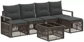 Lauko baldų komplektas Sodo Sofų Rinkinys 6 pcs Pilka poliratanas