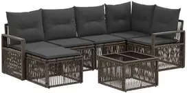 Lauko baldų komplektas Sodo Sofų Rinkinys 7 pcs Pilka poliratanas