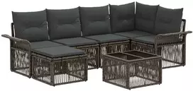 Lauko baldų komplektas Sodo Sofų Rinkinys 7 pcs Pilka poliratanas