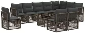 Lauko baldų komplektas Sodo Sofų Rinkinys 11 pcs Pilka poliratanas