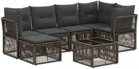 Lauko baldų komplektas Sodo Sofų Rinkinys 7 pcs Pilka poliratanas