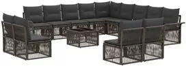 Lauko baldų komplektas Sodo Sofų Rinkinys 14 pcs Pilka poliratanas