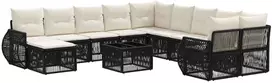 Lauko baldų komplektas Sodo Sofų Rinkinys 12 pcs Juoda poliratanas