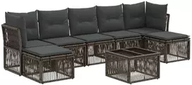 Lauko baldų komplektas Sodo Sofų Rinkinys 8 pcs Pilka poliratanas