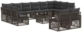 Lauko baldų komplektas Sodo Sofų Rinkinys 13 pcs Pilka poliratanas