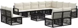 Lauko baldų komplektas Sodo Sofų Rinkinys 13 pcs Juoda poliratanas