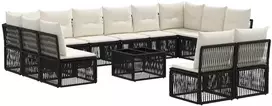 Lauko baldų komplektas Sodo Sofų Rinkinys 13 pcs Juoda poliratanas